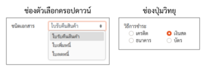 ตัวอย่างช่องตัวเลือกข้อมูล