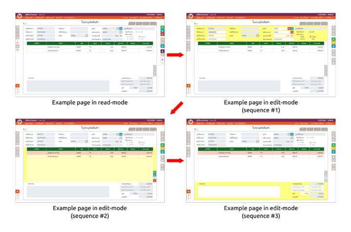 Example page in read-mode and edit-mode.