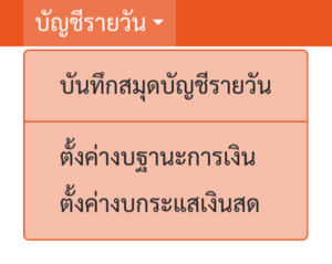 เมนูของโมดูล "บัญชีรายวัน"