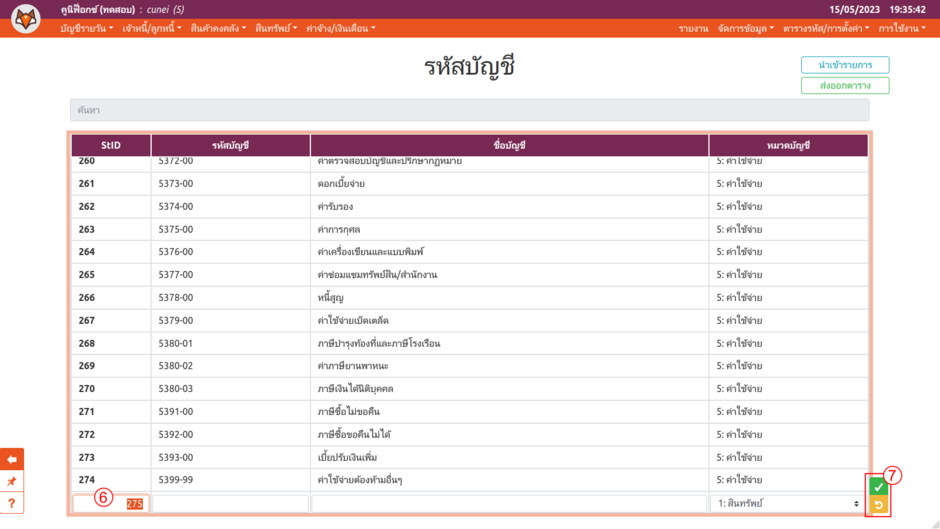 องค์ประกอบของตารางในระบบคูนิฟ็อกซ์ (โหมดแก้ไข)